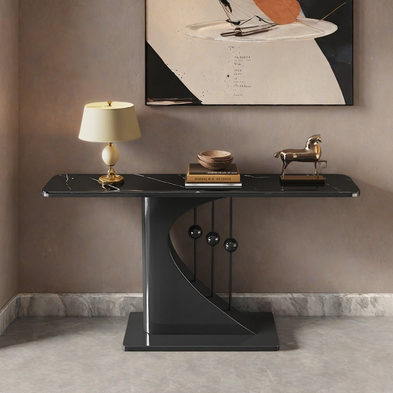 Table d'entrée moderne et minimaliste, H 31,5 po x l 59,1 po x P 11,8 po, Noir, Noir