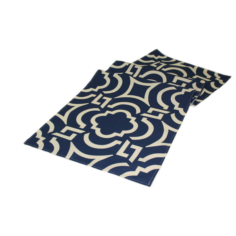 Corbeil Geometric Table Runner, 76" x 12", Teal