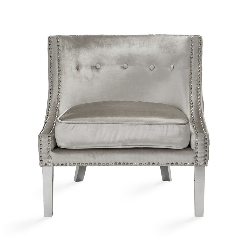 Fauteuil rembourré Cinderford, Velours gris