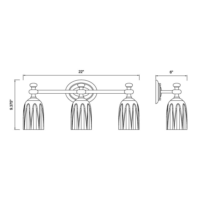 Amrutha 3 Light Vanity, Matte Black