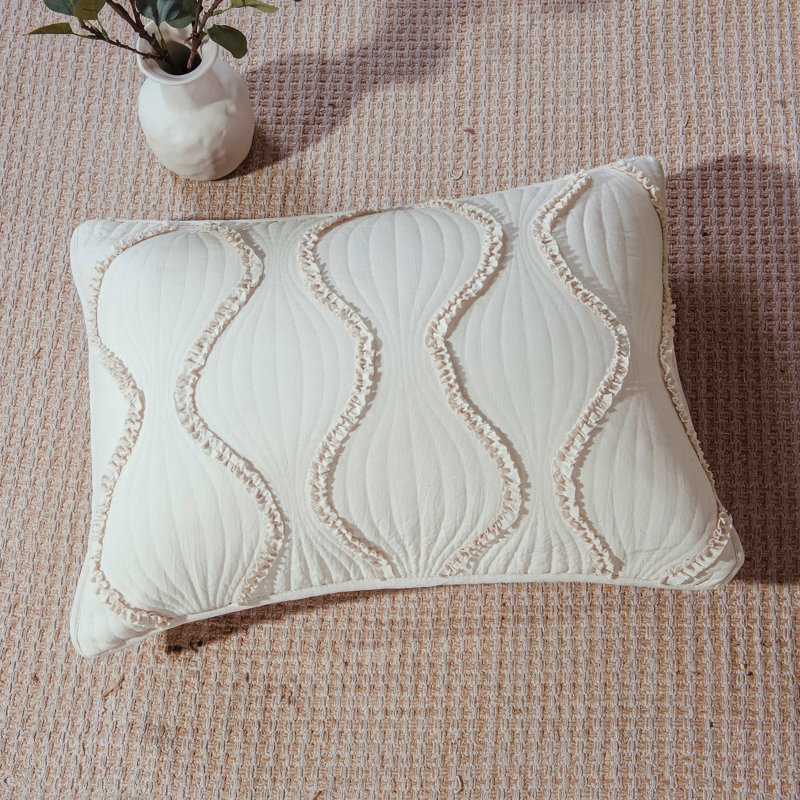 Bohemian Farmhouse / Country Cotton Quilted Geometric Shapes Quilt, Twin Quilt + 1 Standard Sham