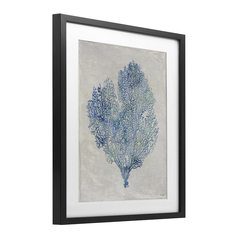 Corail, algues, Cadre noir minuit, H 16 po x l 13 po