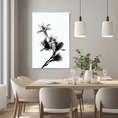 1 pièce, reproduction d'art sur toile encadrée, silhouette florale, pétales translucides, photographie murale en noir et blanc, parfait pour la décoration de chambre, salon, chambre, cuisine, salle de bain, décoration murale idéale