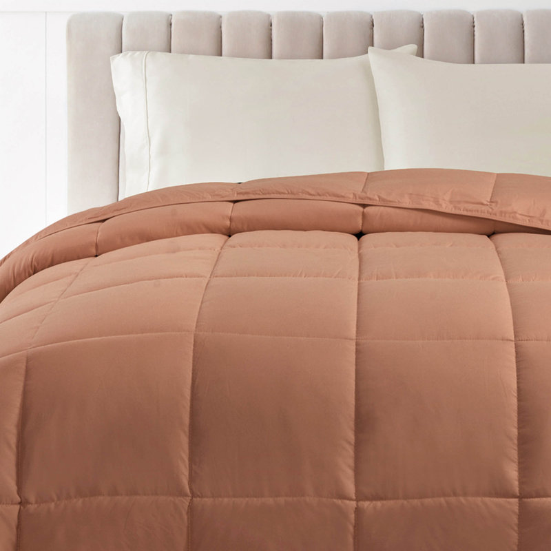 Édredon réversible en duvet synthétique hypoallergénique toutes saisons de poids moyen classique, Chameau, Édredon simple TG
