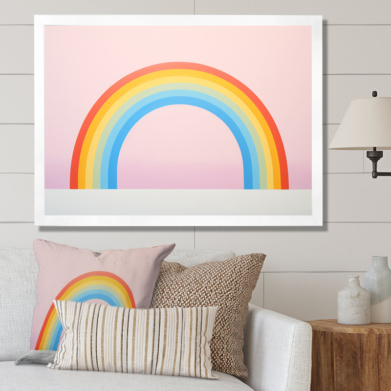 Minimalisme, arc-en-ciel, répit sur toile, Cadre simple blanc, H 24 po x l 32 po x P 1 po