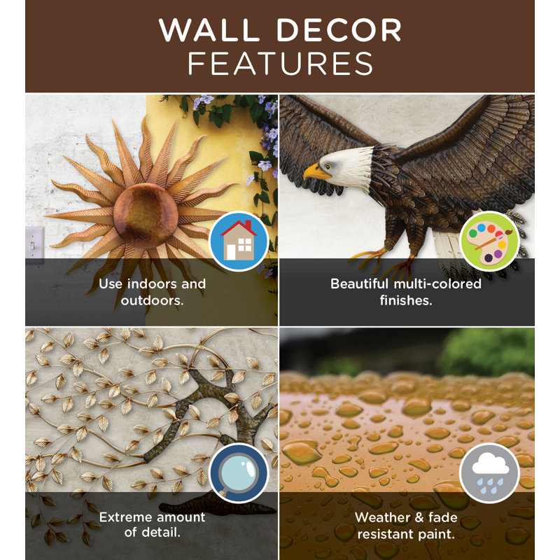 34-Inch Bronze and Patina Metal Floral Wall Art
