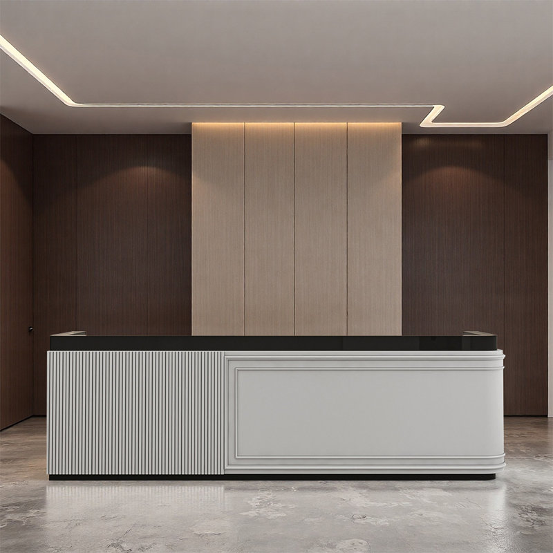 Comptoir de caisse moderne et tendance - Bureau multifonctionnel élégant pour salon de coiffure Mall, Gris