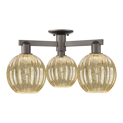 Preston 3 Light Globe Shade Semi-Flush Mount