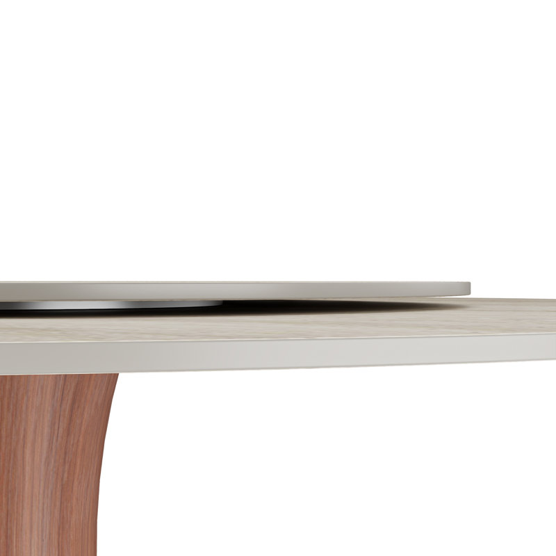 Plateau tournant rotatif à 360 ° en pierre frittée Lazy Susan, H 0,47 po x L 31,5 po x l 31,5 po, Beige