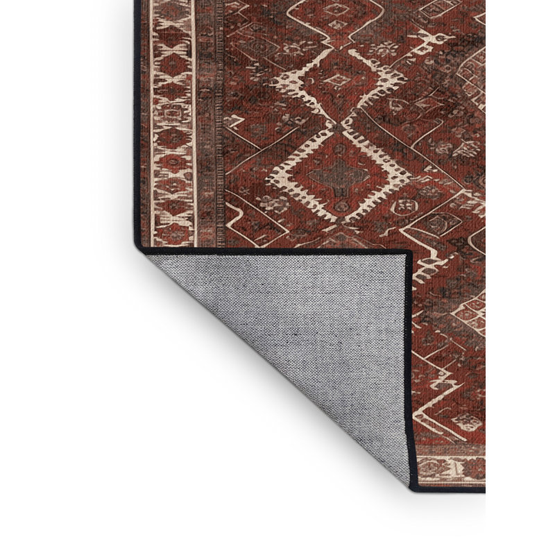 Tapis persan noir lavable à la machine, Carré 6 pi