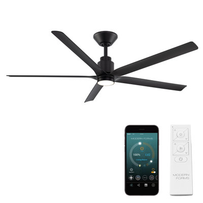Smooth 5 Indoor/Outdoor 5-Blade Smart Ceiling Fan With Integrated Dimmable LED Light and Bluetooth Remote Control Included, Selectable Color Temperature (2700K, 3000K, 3500K, 4000K)