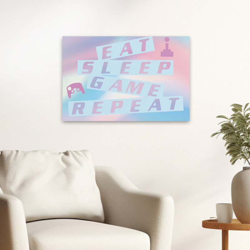 Citation de jeu II - Contemporary Eat Sleep, H 16 po x l 24 po