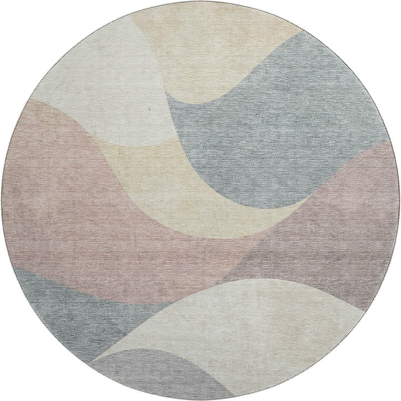 Premium Machine Washable Mayfield  swirls Rug, Beige, 8' Round