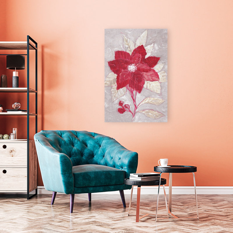 Poinsettia rouge abstrait, art contemporain de fleur de poinsettia contemporain