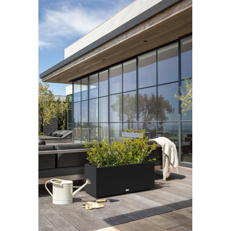 Block Series Long Box Planter, 16” H x 38” W x 15” D, Black