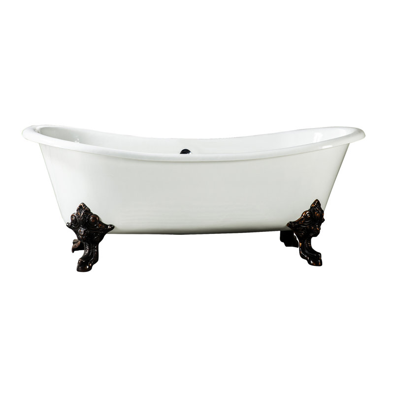 Nelson 72'' x 30.75'' Freestanding Soaking Cast Iron Bathtub, Black