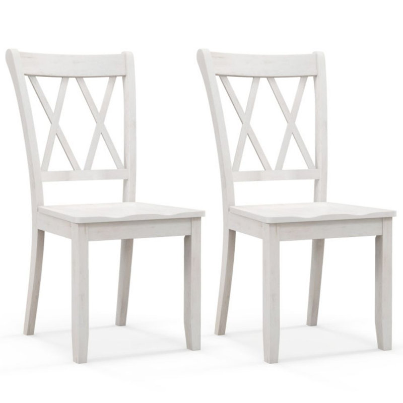 Ensemble de 2 chaises de salle à manger en bois August Grove® avec structure ergonomique en bois d'hévéa et dossier haut