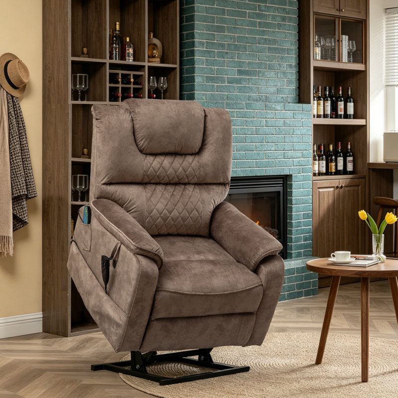 Carollynn Oversized Power Lift Chair, Dual Motor Lay Flat Recliner with Heat & Massage