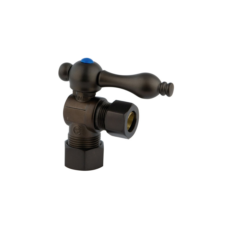 Kingston Brass Vintage 5/8-Inch OD Comp x 1/2-Inch OD Comp Quarter-Turn Angle Stop Valve