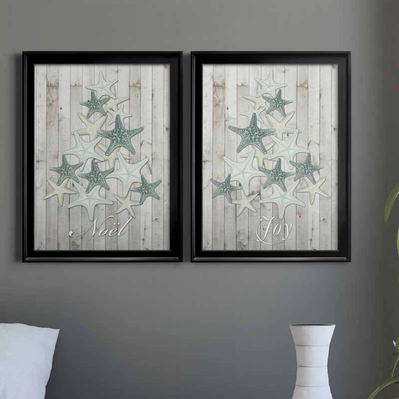 «Coastal Christmas III», ensemble de 2 impressions sur toile encadrées, H 42,5 po x l 30,5 po x P 1,25 po, Cadre noir