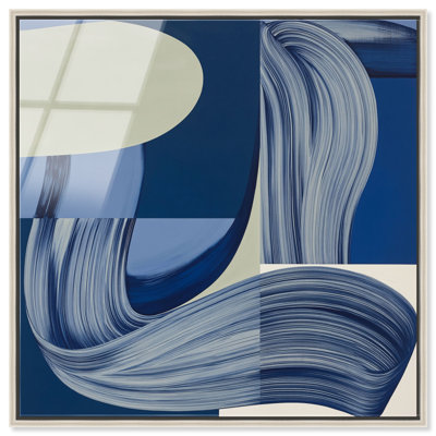 Swirl II Deep Sea Swirl II, impression acrylique encadrée, décoration murale moderne par Art Remedy, cadre argenté, 40 x 40