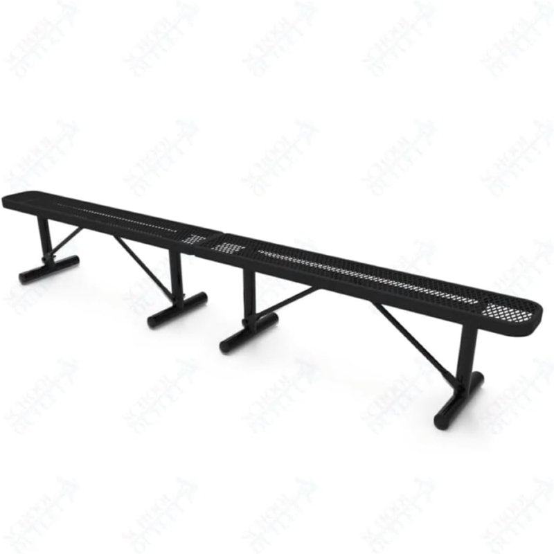 Banc de parc portatif robuste en métal enduit de 10 pieds - noir sans dossier, Black