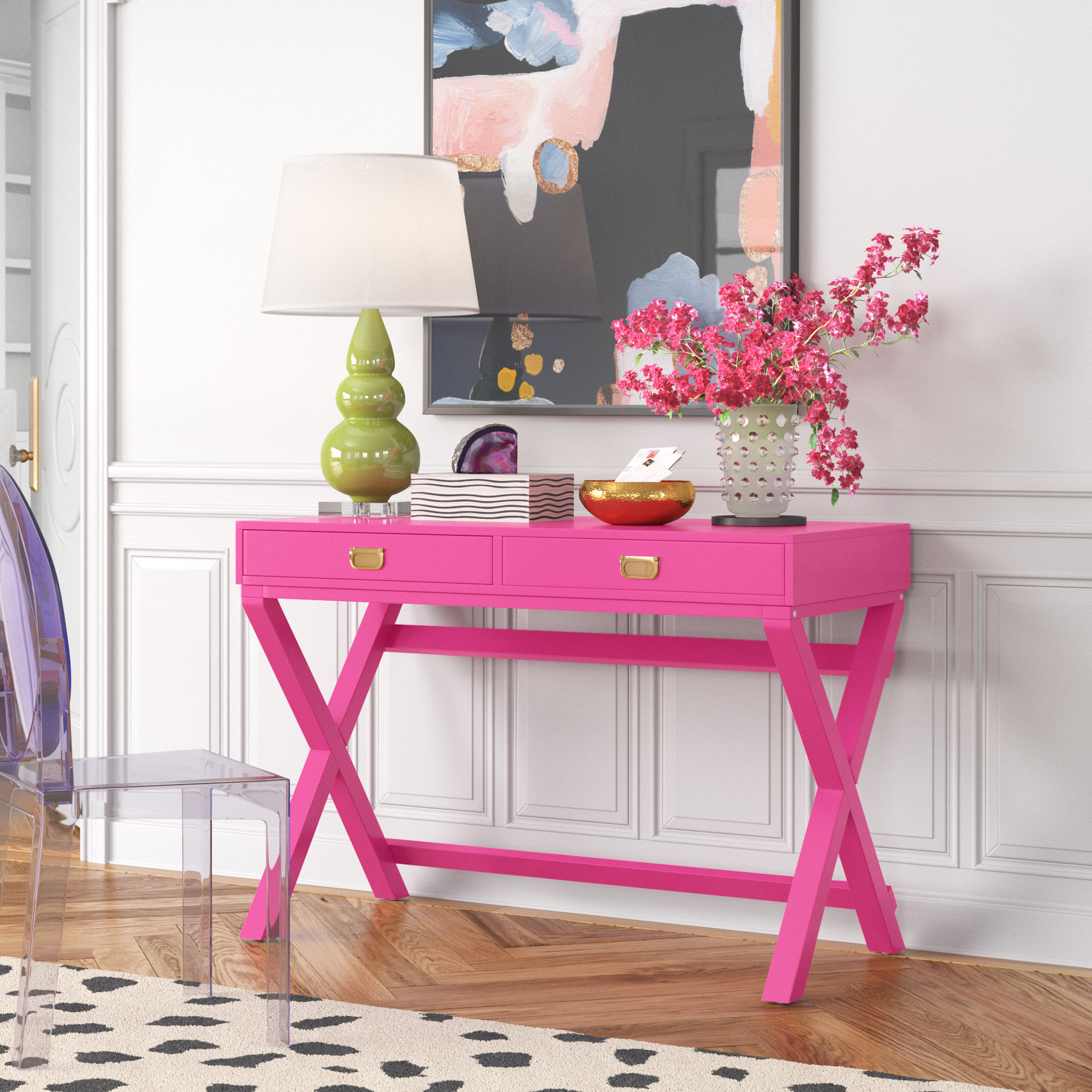 Makan Modern 44" Long Desk with Drawer Storage