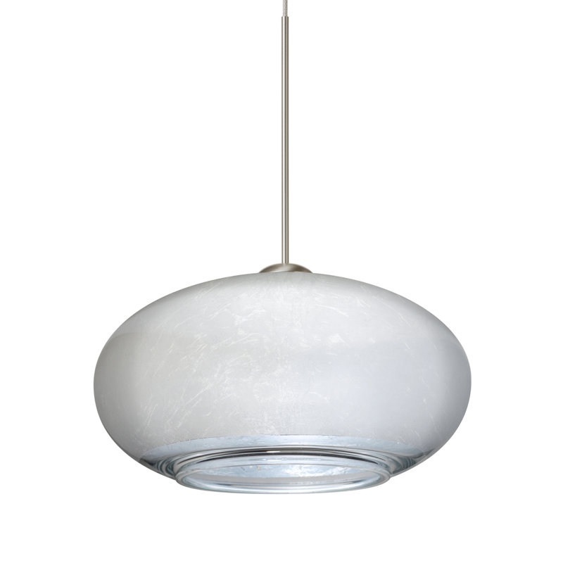 Luminaire suspendu sphère 1 lumière Birkdale, Nickel satiné, Feuille d’argent