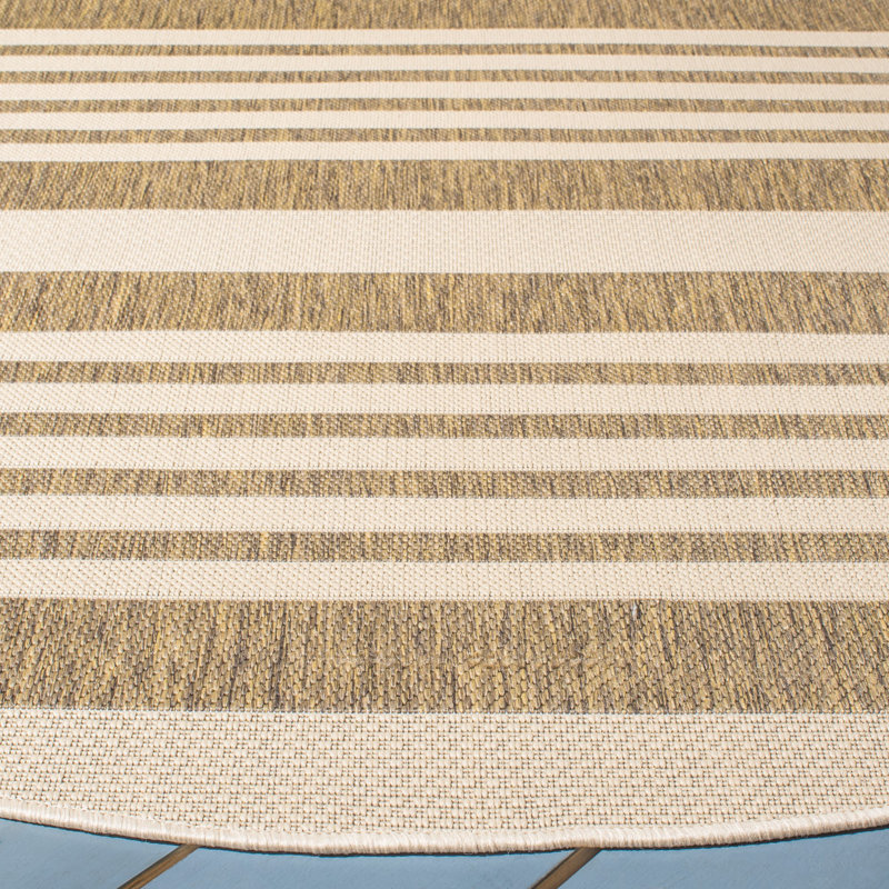 Herefordshire Performance Striped Indoor/Outdoor Area Rug, Round 5'3"