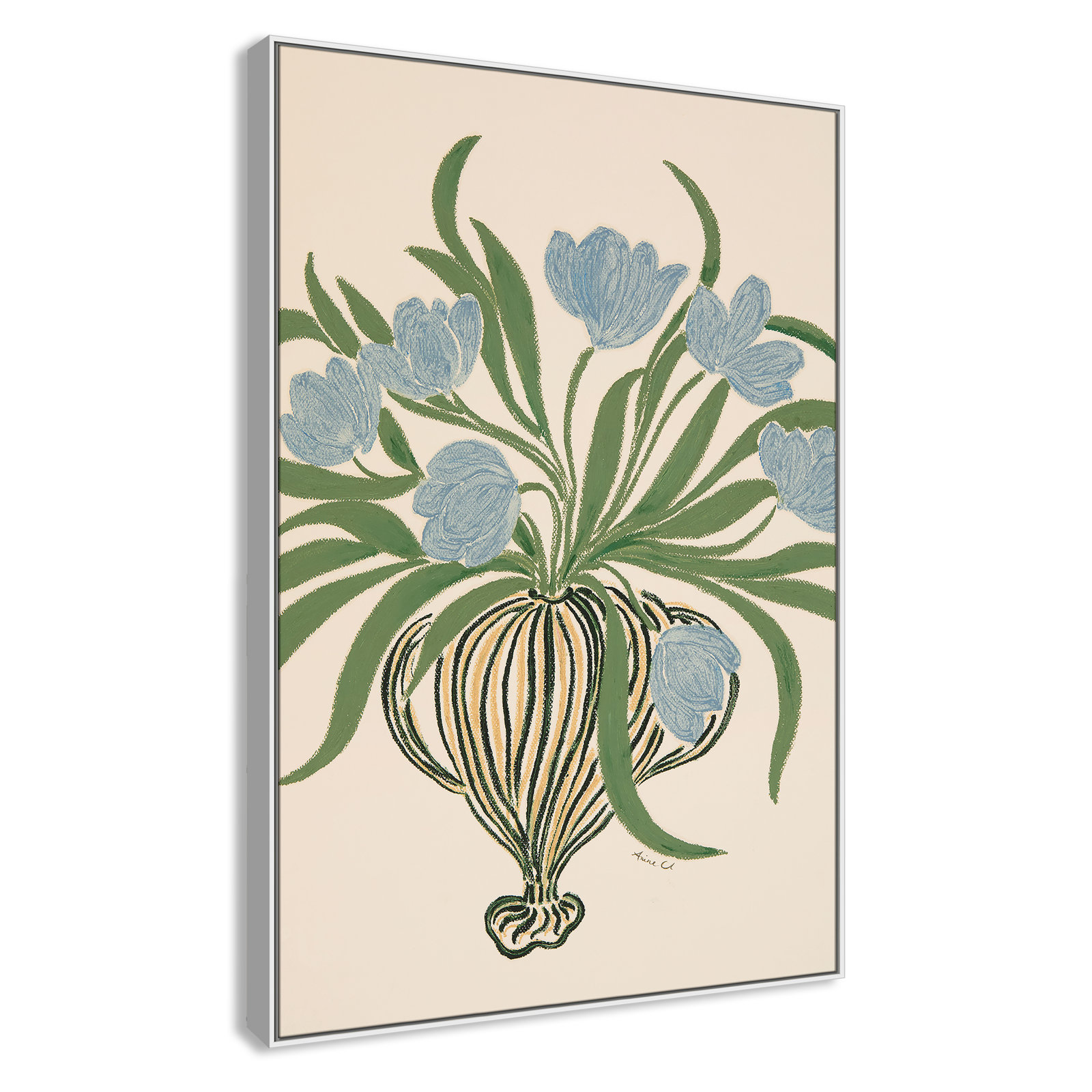 Colette "La Poire Blue Tulips" Print, 61.5" H x 41.5" W, White