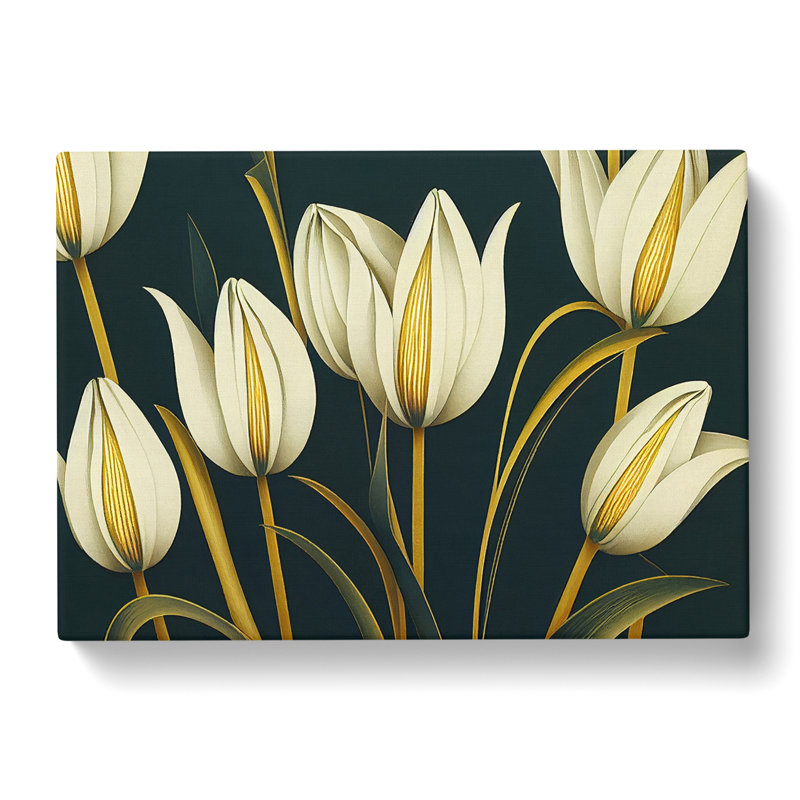 Deco Tulip Flowers Vol.1 - Wrapped Canvas Painting, 40cm H x 60cm W x 3cm D