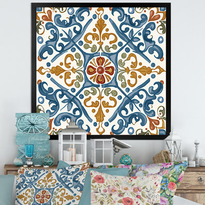 " Mediterranean Tiles In Retro Blue V "