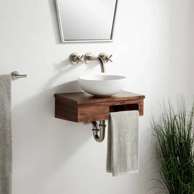 Wood Vanity With Optional Shelf for Basin Sink Wall Mounted