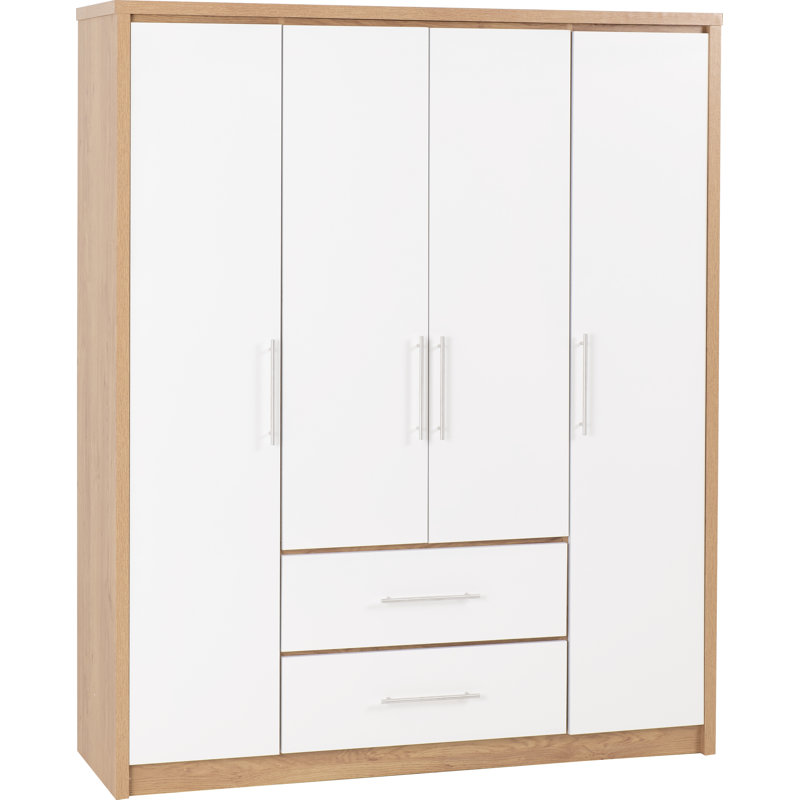 Louisa 4 Door Wardrobe, White Gloss