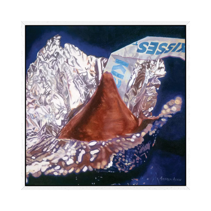 Blue Kiss 1 Piece Wall Art on Canvas, 45.72 cm H x 45.72 cm W, White Framed
