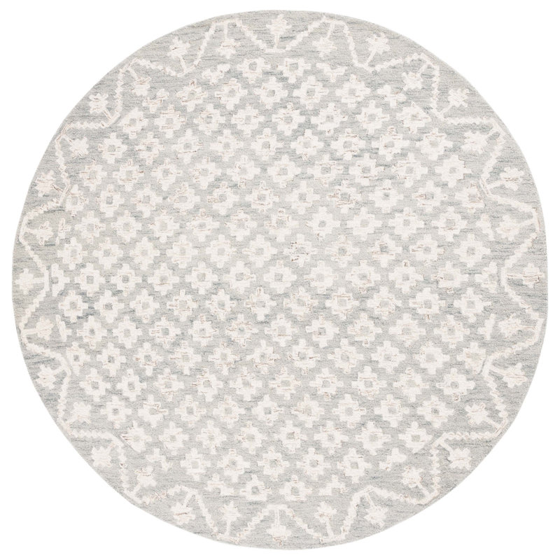 Metro 357 Area Rug In Ivory / Light Blue, Round 6'