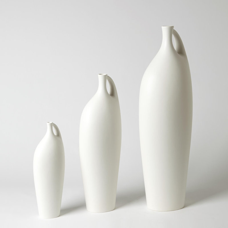 Indentation Vase-Matte White, 28" H x 6" W x 10" D