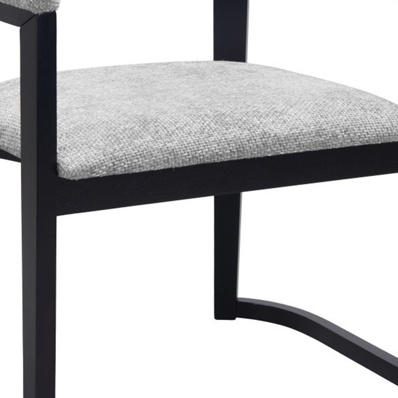 Chaise de salle à manger avec accoudoirs à dossier ouvert gris et noir