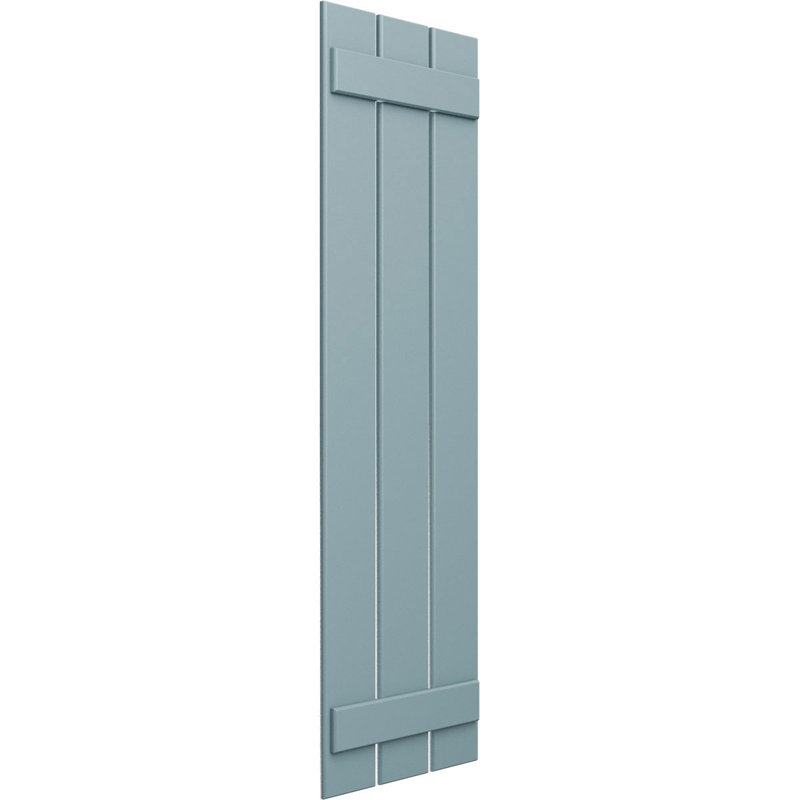 Volets en PVC True Fit à trois planches espacées, Bleu paisible, H 48 po x l 17,125 po x P 0,625 po