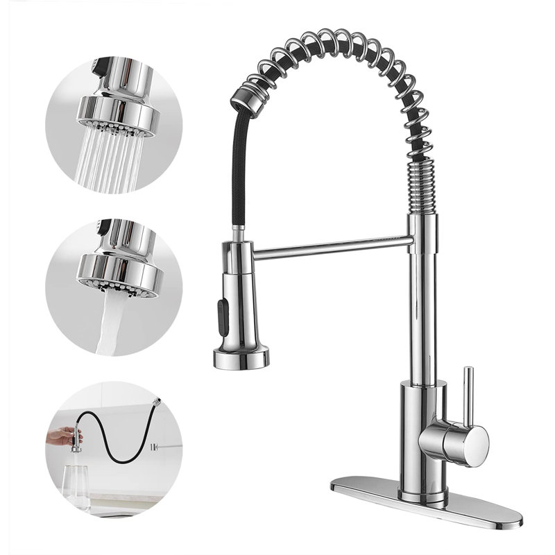 Kitchen Faucet with Pull Down Sprayer, Chrome