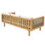 Lit de jour à accoudoirs, matériau en bois, coussins gris à eau, chaise de piscine à panneaux à lattes, 68,74 l 31,69 p 24,41 h, assemblage requis avec, construction, X
