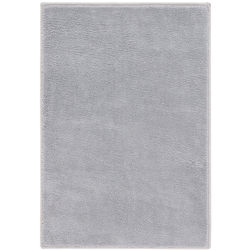 Tapis de couleur unie en polyester tissé à la machine en gris, Rectangle 2 pi 3 po x 4 pi
