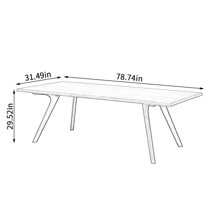 Maurat Ash Solid Wood Dining Table, 31.49" W x 78.74" L