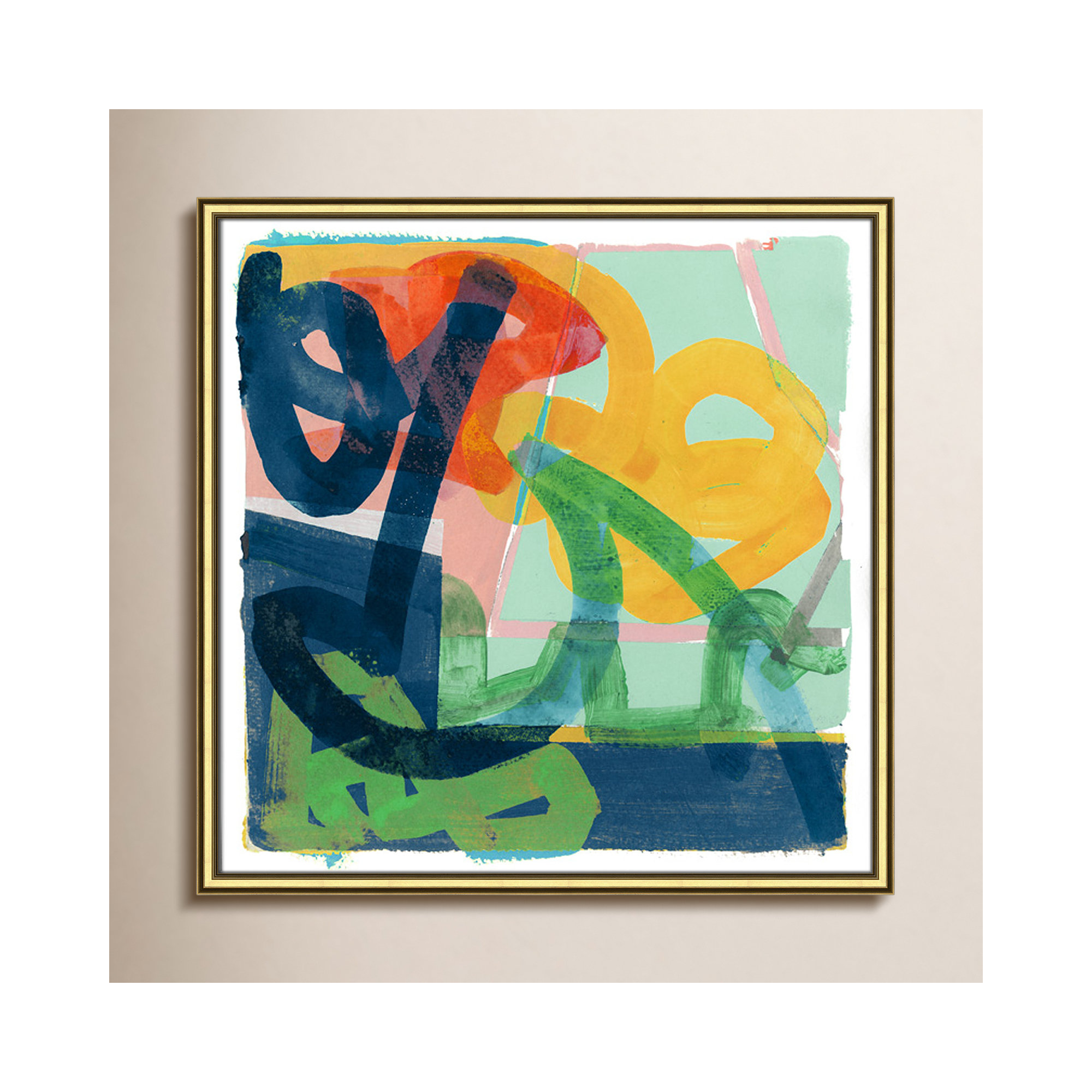 Link by Cartissi - Picture Frame Painting, 24.75" H x 24.75" W x 0.88" D, Gold Framed