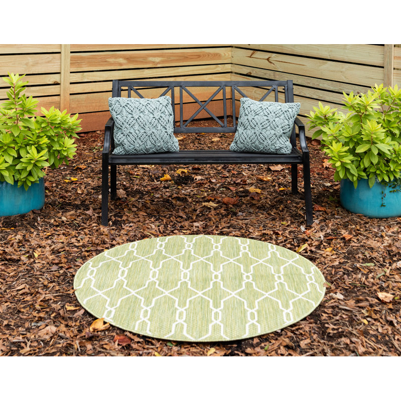 Vidette Geometric Indoor / Outdoor Rug, Round 4'1"