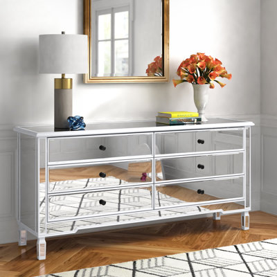 Commode double à miroir 6 tiroirs Brixton