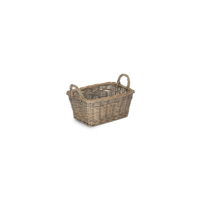 Wicker Unlined Storage Basket with Handles
