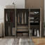Armoire de rangement 6 portes en bois pour la chambre à coucher, avec 2 tiroirs à l'intérieur, noir + nature