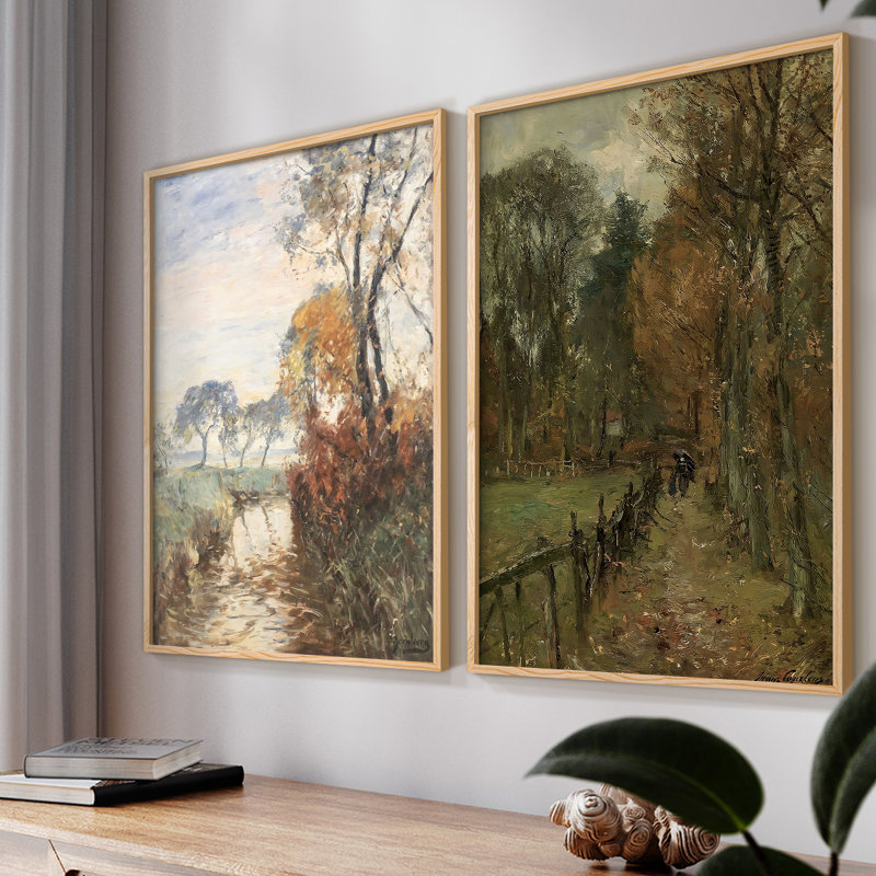 «Vintage Landscape», impression giclée sur cadre en X - ensemble de 2, Naturel, H 12 po x l 30 po