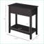 Table d'appoint rétro élégante avec plateau rabattable de couleur café foncé, meuble de rangement et tablette inférieure. Parfait pour un cinéma maison, un salon, un bureau, etc.